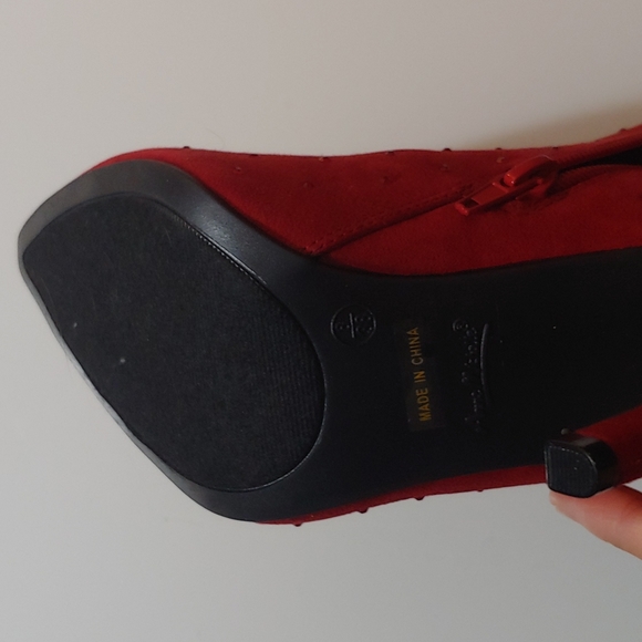 Anne Michelle red studded/jeweled red bootie stiletto 8 - Picture 5 of 6